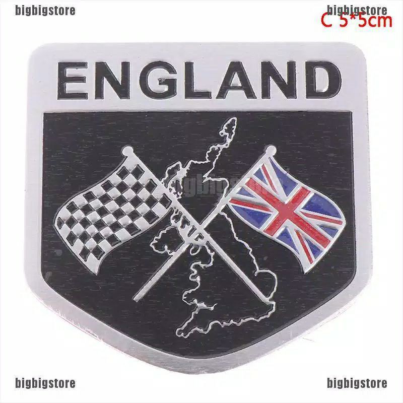 stiker 3D aluminium emblem logo lambang negara bendera jepang italia Inggris dekor mobil motor vespa