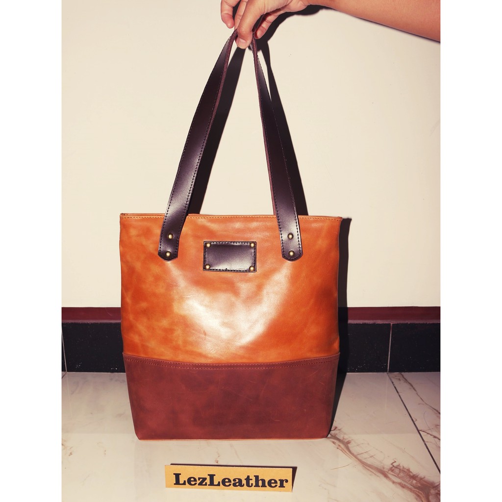 Tas Tote Bag Kulit Asli Pull Up Original Leather