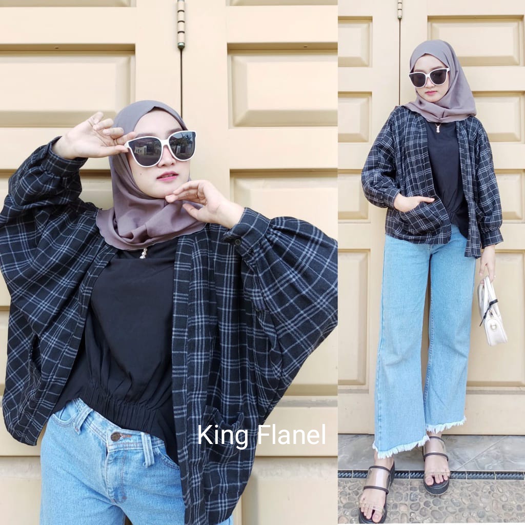 Outer Flanel Balon Grid murah berkualitas motif kotak kotak