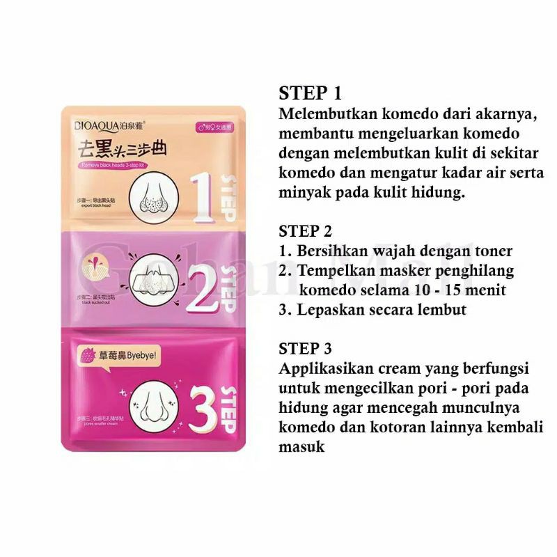 BIOAQUA 3 Step in 1 Remove Black Head / Masker Komedo