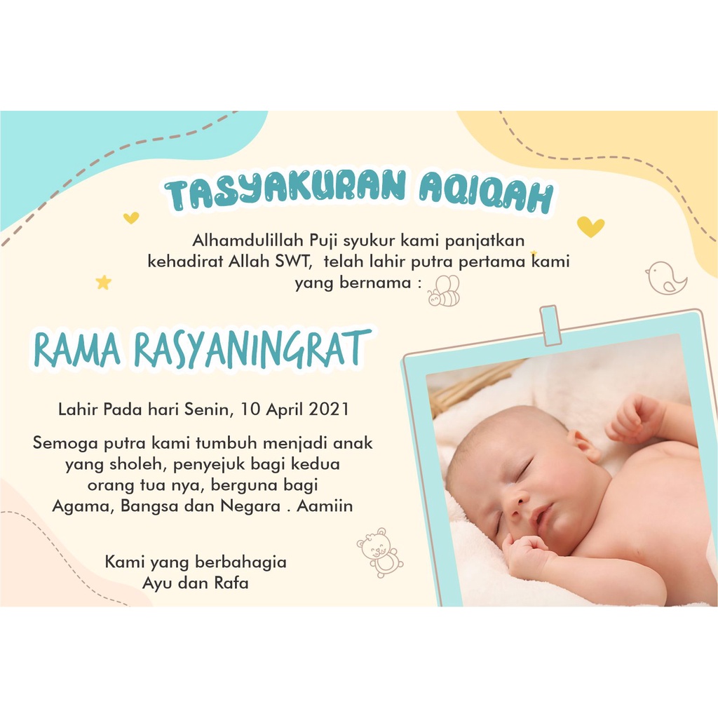 kartu aqiqah berinama kelahiran