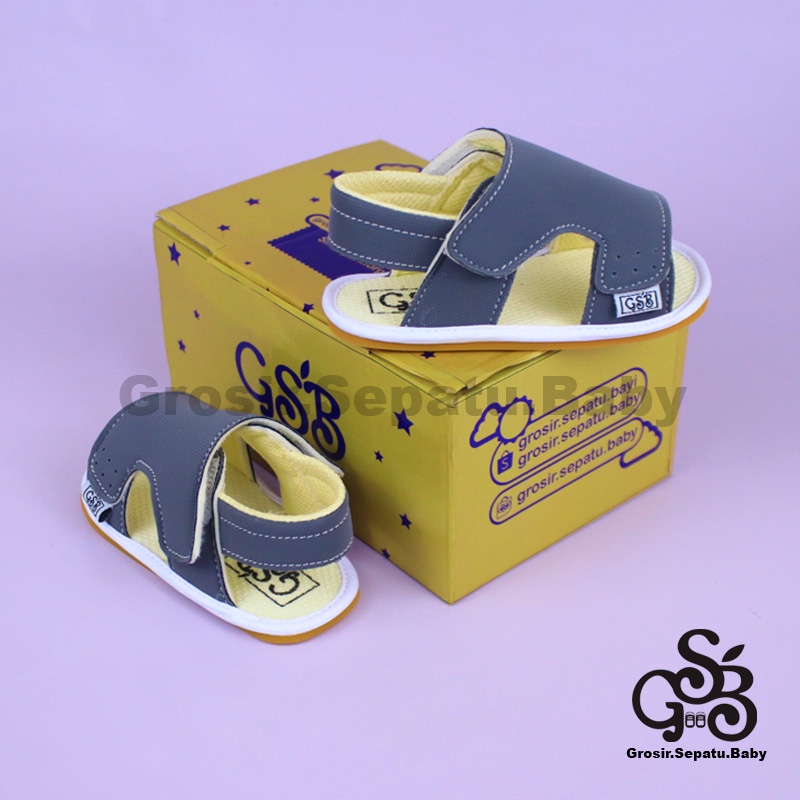 sandal bayi sepatu bayi sendal bayi laki laki perempuan prewalker bayi  umur 2 - 12 bulan model casual S01 polos ABU ringan  fleksibel &amp; Anti Slip