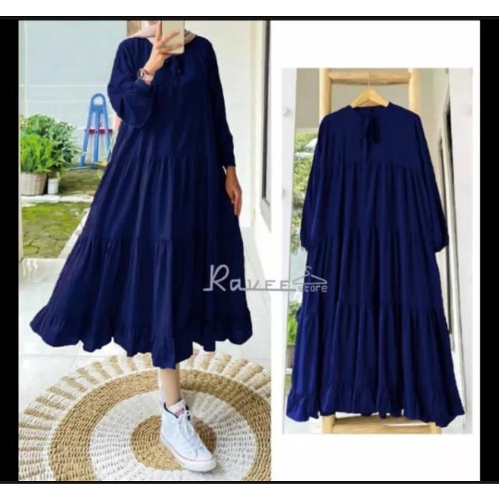 Rachel Midi Dress / Fashion Muslim / Dress Murah / Bahan Katun Rayon / Gamis Wanita Terbaru Kekinian