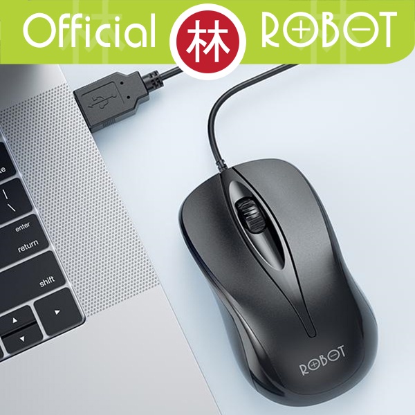 ROBOT M100 Optical Mouse Wired Komputer Laptop Office 1200 DPI Black