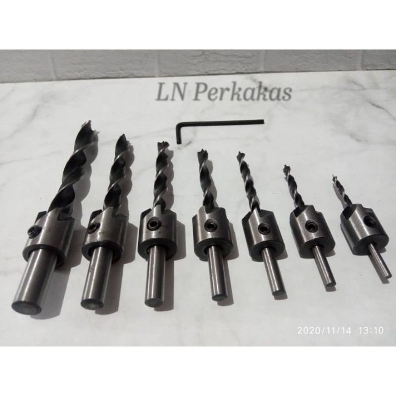 Isi 7 pcs mata bor kayu countersink