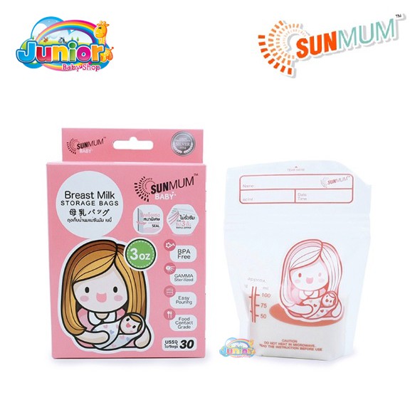 Sunmom Kantong ASI 100ml - Sunmum Breast Milk Storage Bags [30 PCS]