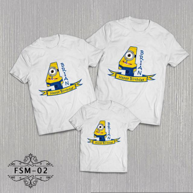 Minions family set anak kaos oblong pria wanita anak couple family custom