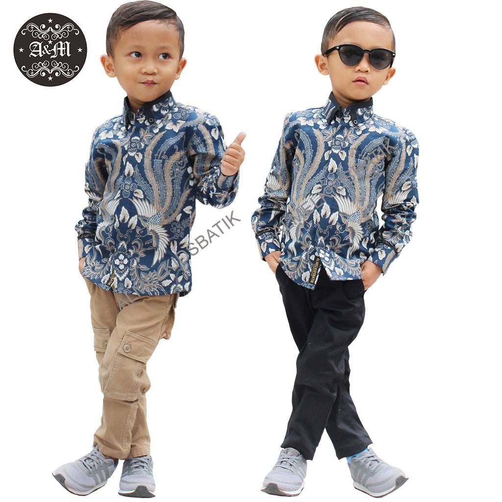 Kemeja batik anak laki-laki motif burung kembar dari Almelkidsbatik,Baju batik anak laki,batik anak