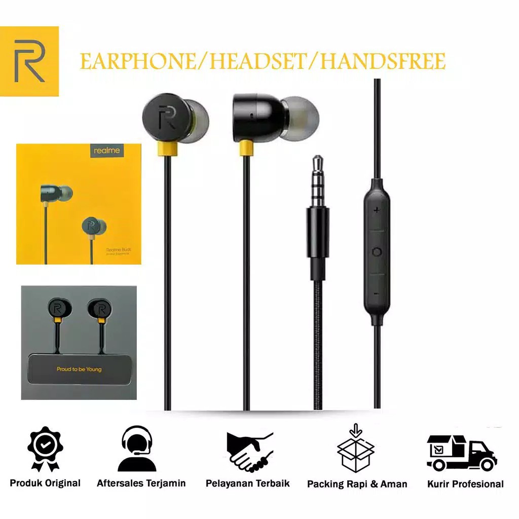 Headset Earphone Realme Buds Original In Ear Magnetic Ori 100 % Asli Realme 3 Pro XT X2PRO All