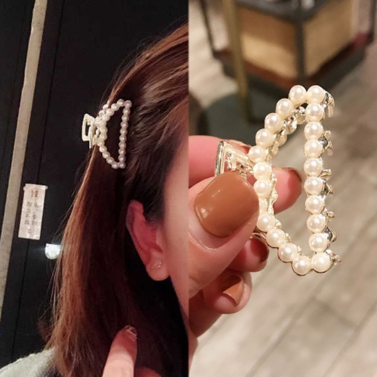 Jepit Rambut Gaya Korea dengan Hiasan Mutiara + Berlian Imitasi untuk Wanita