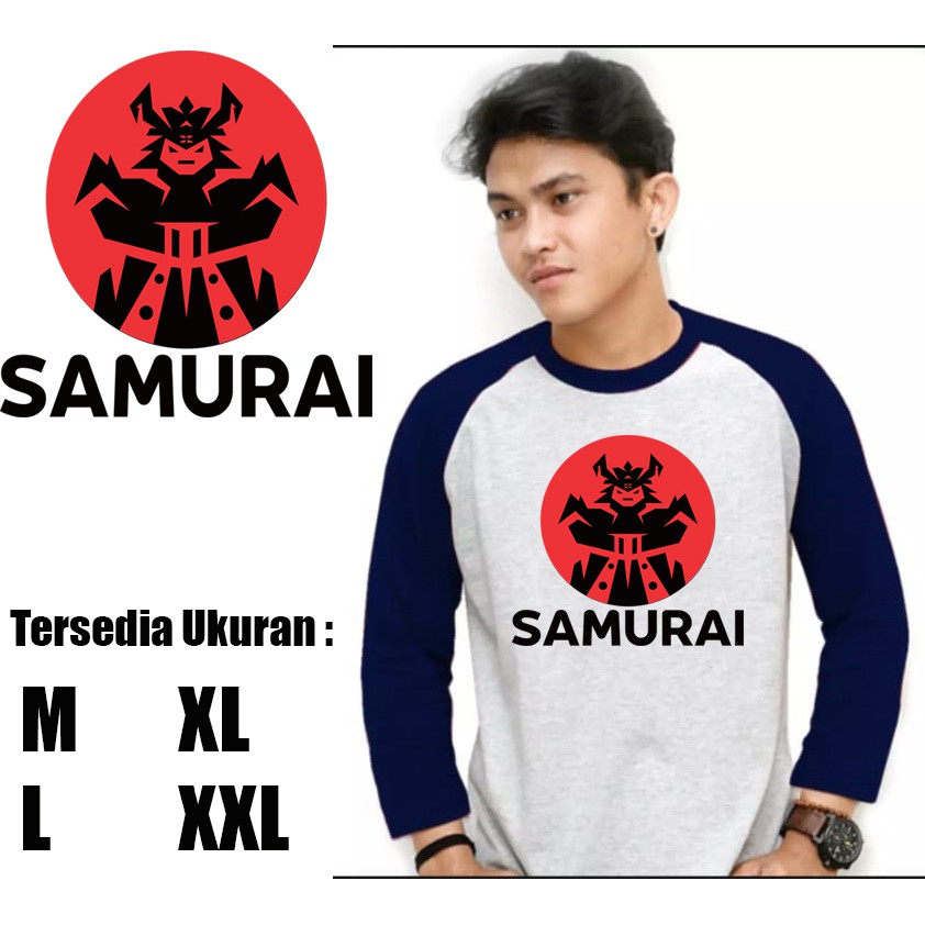 Myco | Kaos Raglan | Gambar Samurai | Kaos lengan panjang | Atasan Pria | Ukuran M - L - XL - XXL