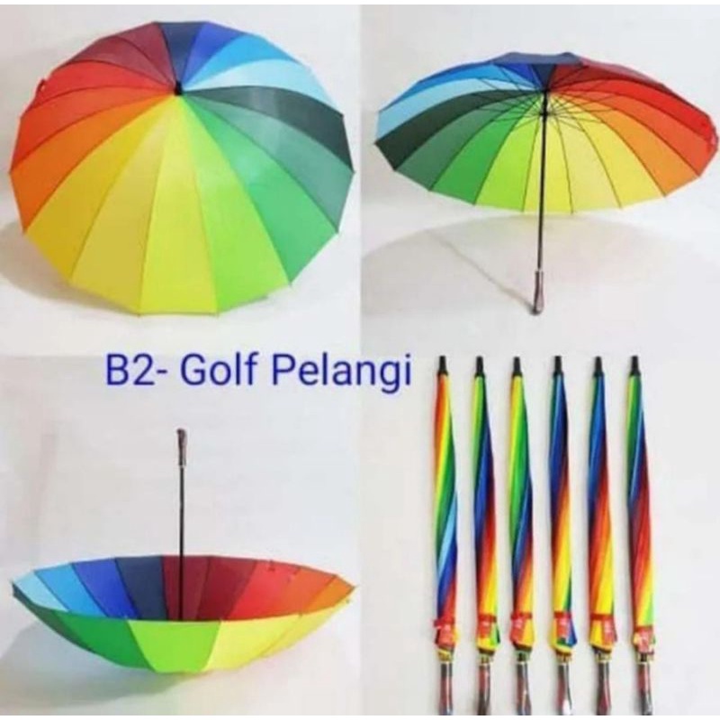 Share: 0 PAYUNG GOLF JUMBO RAINBOW UMBRELLA / PAYUNG PELANGI DEWASA KUAT DAN KOKOH