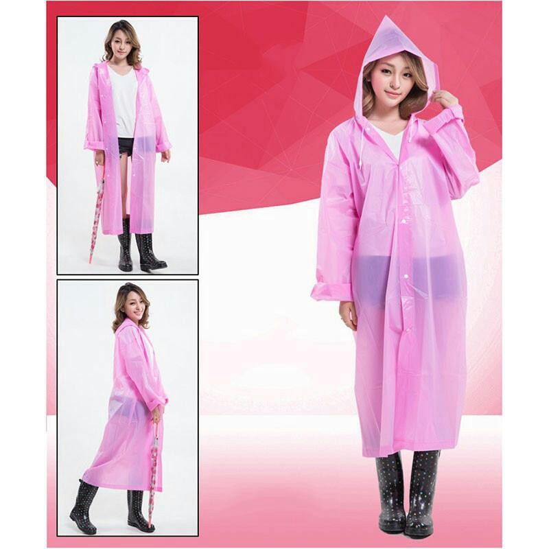 PROMO!! Jas Hujan Poncho Panjang Portabel Bahan EVA Transparan NON toxic Pro Environment Aman sehat