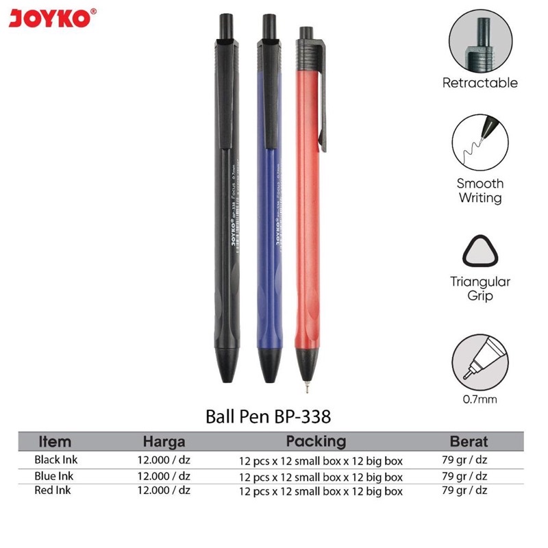 

Ball Pen Pulpen Pena Cetrek Joyko BP-338 Focus 0.7 mm