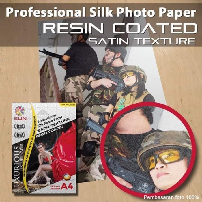 Kertas Foto Silky Texture A4 - SUN Professional Silky, Glossy Photo Paper 265 A4, Motif Silky Pearl, Canvas, Satin