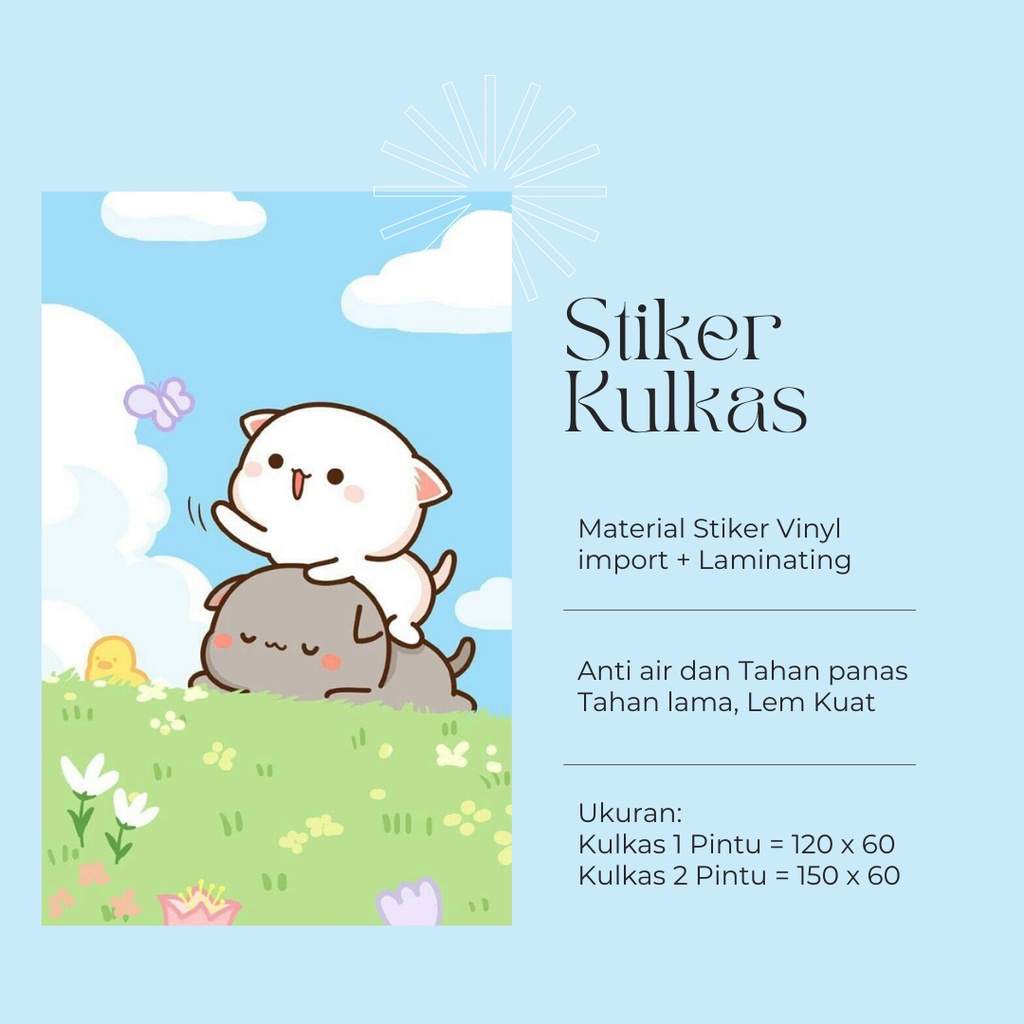 Stiker Kulkas 1 Pintu dan 2 Pintu Motif kucing Kode K-G1 - FX