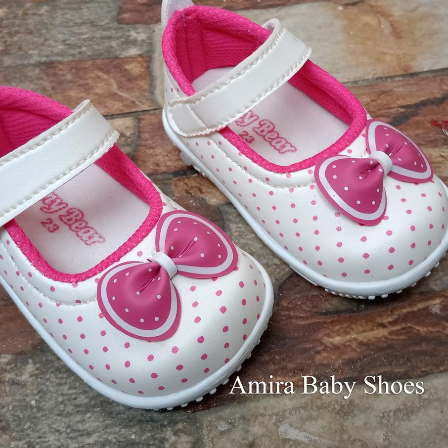 [Original] Sepatu anak bayi perempuan bunyi cit-cit motif polkadot