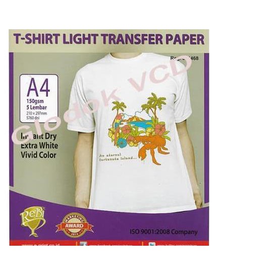 

✱ e-Print Light T-Shirt Transfer Paper A4 - Kertas Print Sablon 5 lembar ✼