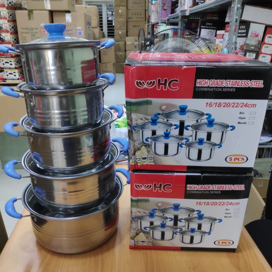 panci set ndo hc tutup kaca/set panci tutup kaca