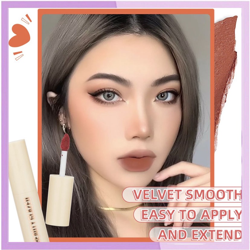 BEAUTY GLAZED Lipstik Liquid Coklat White Chocolate New Silky Lip Glaze Lipstick Matte Smooth  BG002