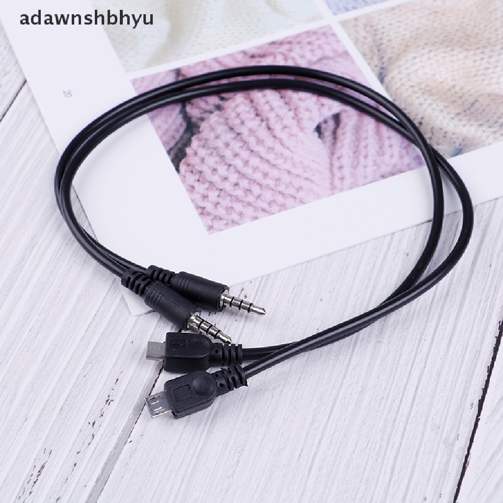 Adawnshbhyu 2Pcs 3.5mm stereo male to micro USB male car AUX out cable Untuk Android samsung