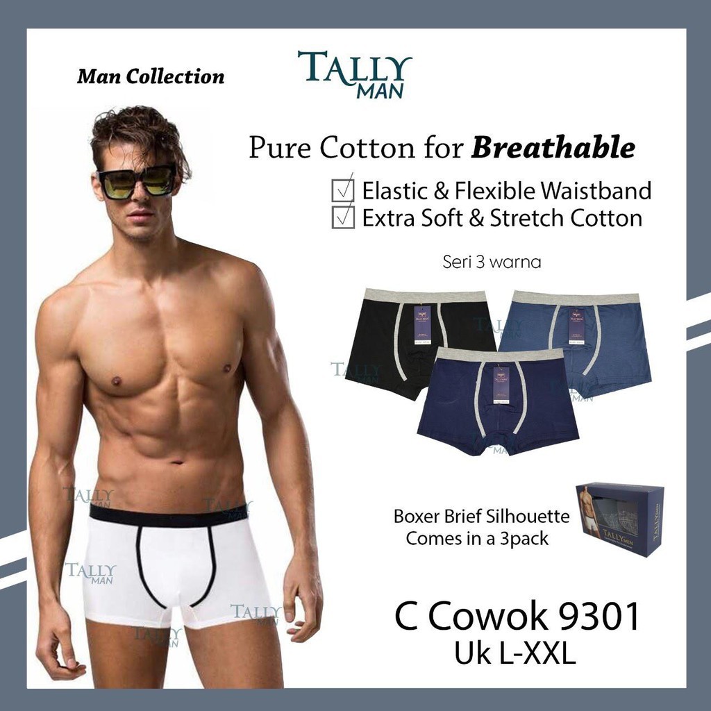 TALLY 9301 1 pcs Celana Boxer Cowo Dewasa Polos