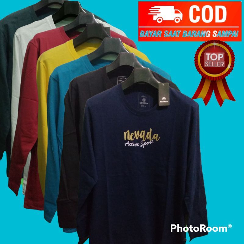 PROMO KAOS DISTRO NEVADA LENGAN PANJANG COTTON COMBED 24S / KAOS DISTRO PRIA LENGAN PANJANG / KAOS