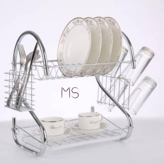 Rak Piring Stainless 2 Susun Murah / Rak Peralatan Dapur 2 Tingkat / 2 Tier Dish Drainer