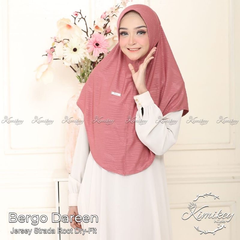 #123 Hijab Bergo DAREEN By Kimikey Hijab Jilbab Kerudung Instan Jersey Strada Root Dry Fit Motif Dau