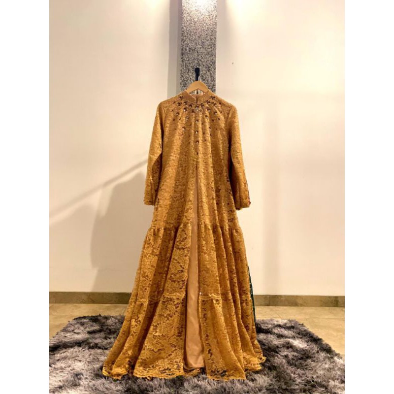 gamis bridal brokat/gaun pesta muslim/gaun brokat