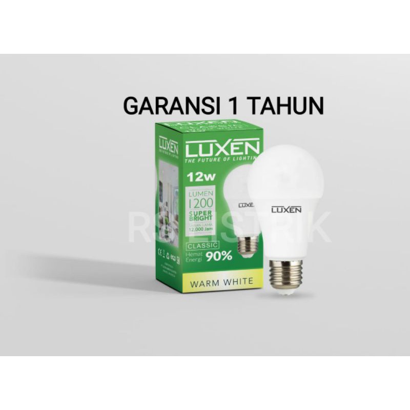 LUXEN LAMPU LED BULB 12W 12 WATT CLASSIC KUNING 3000K WARM WHITE