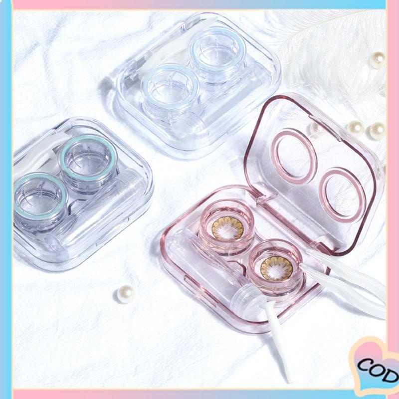 COD❤️ Casing Lensa Kontak Transparan Tanpa Tutup Sekrup Lucu Portabel Nyaman Bersih Higienis All-in-one Case-A.one