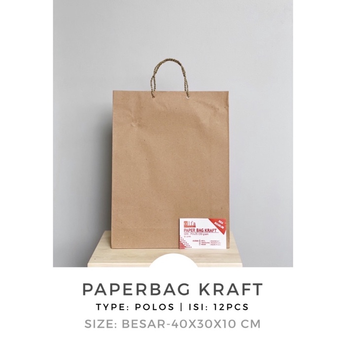 

Paper Bag Polos / Tas Kertas Kraft Coklat Murah besar 40x30x10