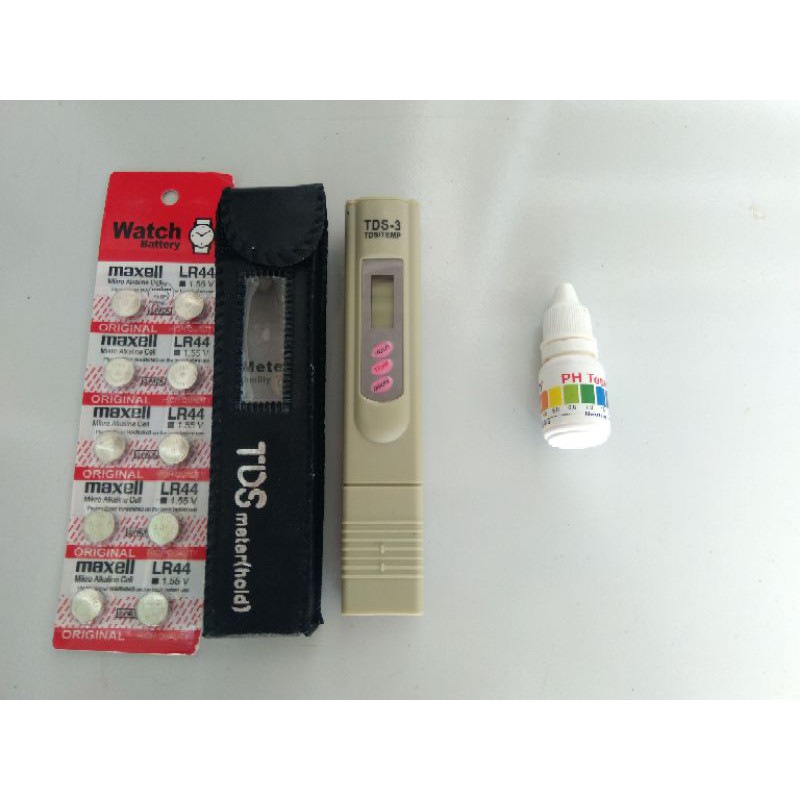 paket alat ukur kualitas air ph tetes cair &amp; tds meter digital