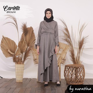 GAMIS MENYUSUI Carleta Brown coklat Maxi Dress Pesta ...