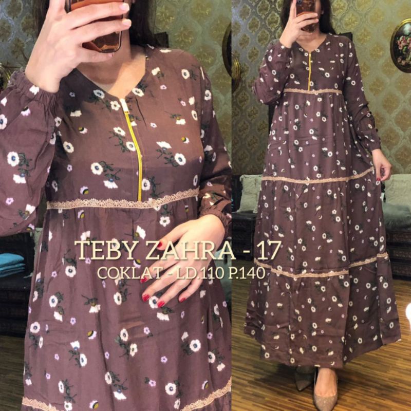 TEBY DASTER ARAB ZAHRA FLOWER RAINBOW SERIES RAYON VISCOSE ALL SIZE ORI-COKLAT 017