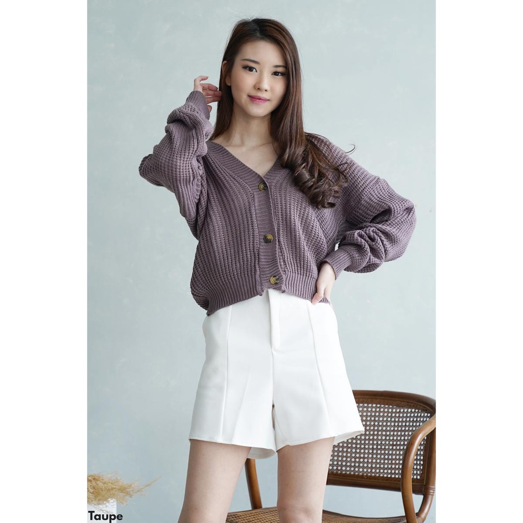 Cardigan Knit Turtleshell Atasan Wanita Top