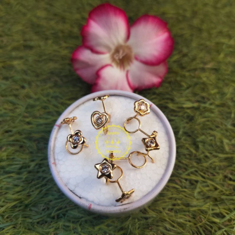 Anting anak, anting emas 0,5 gram kadar 6 karat, anting emas kadar 300