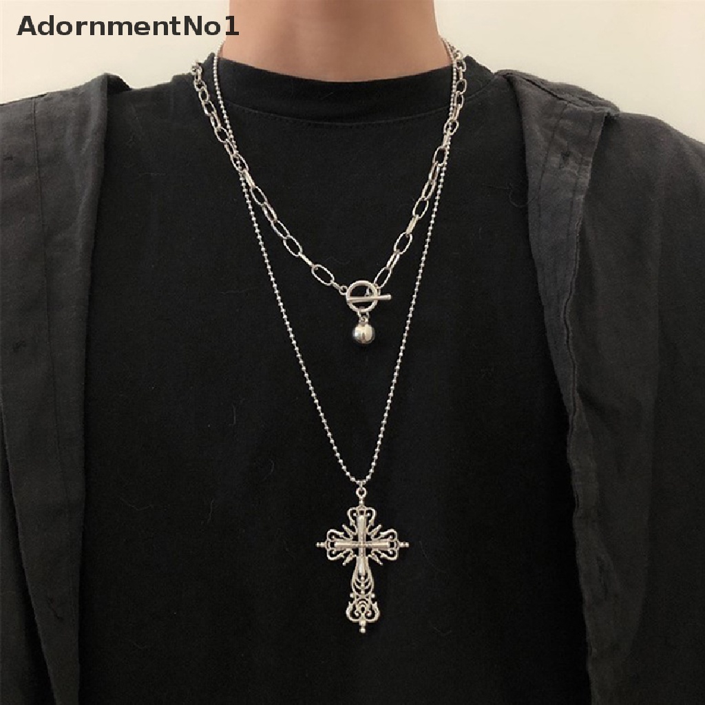 (AdornmentNo1) Kalung Rantai Dengan Liontin Salib Gaya Gothic Rock Punk Untuk Wanita