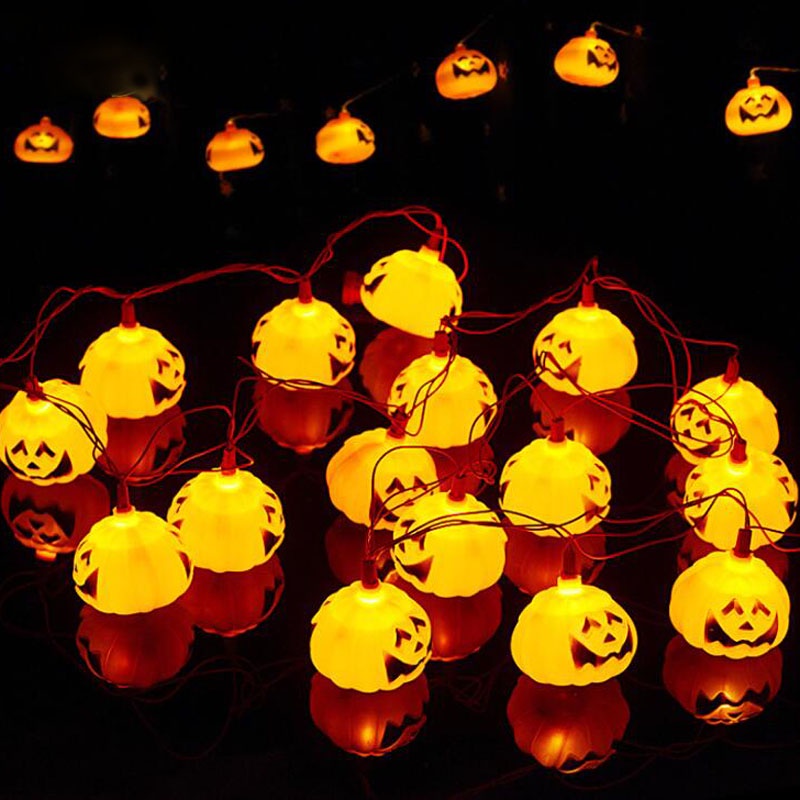 Lampu String LED Bentuk Labu Halloween Tenaga Baterai Untuk Dekorasi Paskah