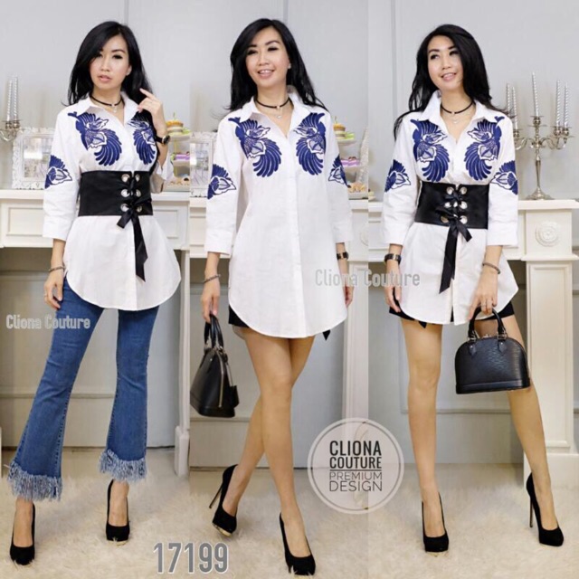 embroidery Shirt +belt obi kulit