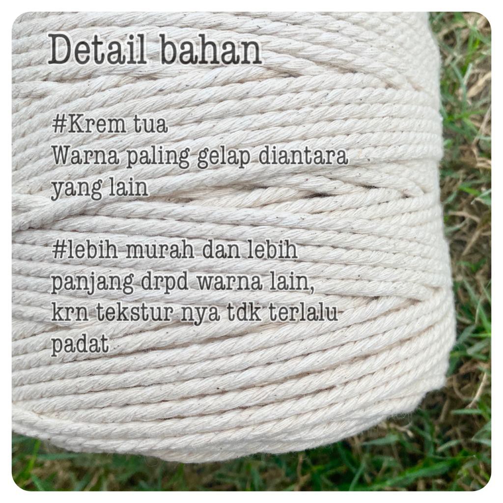 Tali macrame kualitas super katun cotton rope 4mm 3mm 2mm 1kg