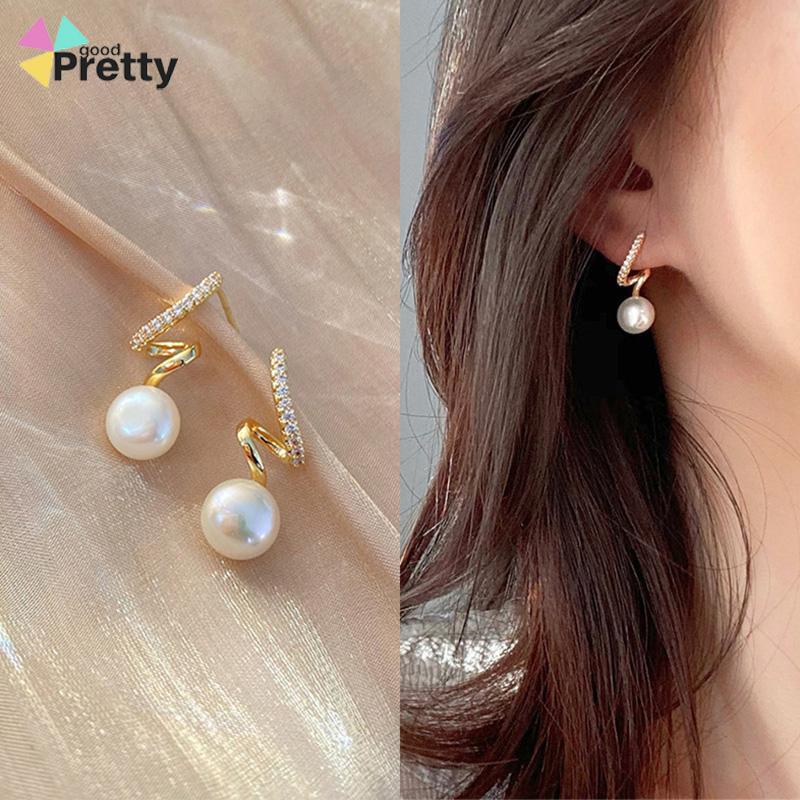 925 Perak Jarum Ikan Korea Ekor Mutiara 2021 Baru Trendi Elegan Fashion Stud Earrings - PD