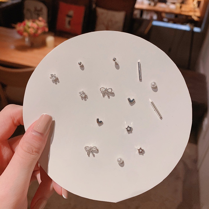 We Flower 7 Pairs S925 Silver Snowflake Butterfly Dolphin Stud Earrings Set for Women Girls Chic Ear Jewelry-4