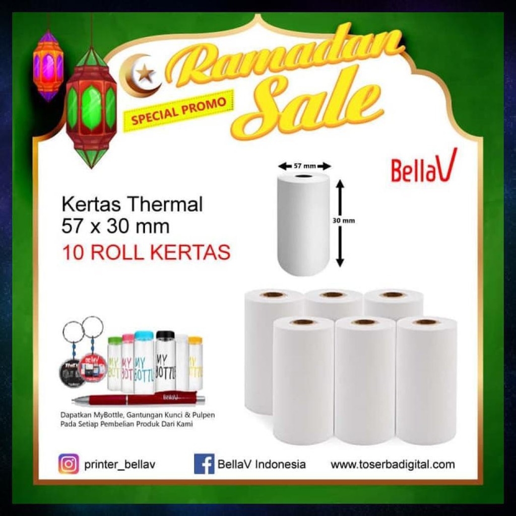 

Kertas Thermal Printer Uk 57 X 30 Mm (10 Roll