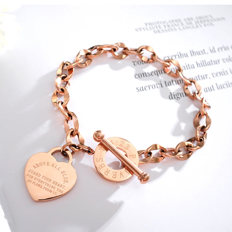 Gelang Bahan Titanium Steel Warna Rose Gold Untuk Unisex