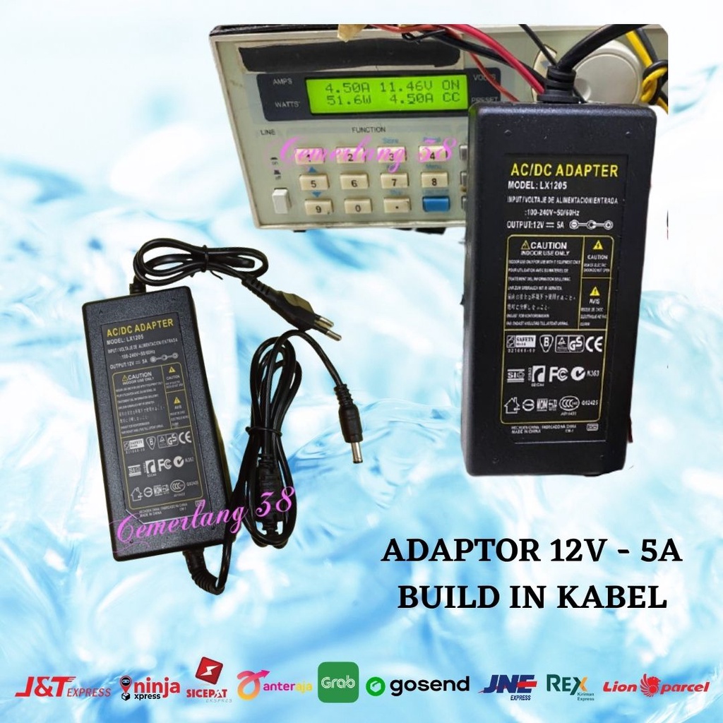 Adaptor 5A 12V ADAPTOR DC 12V 5A POWER SUPPLY 12 VDC 5 A BUILDIN Kabel