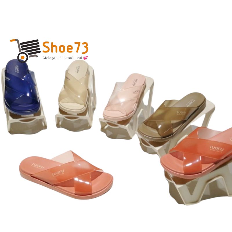 sendal jelly silang transparan wanita luofu E 7189 -T-BW