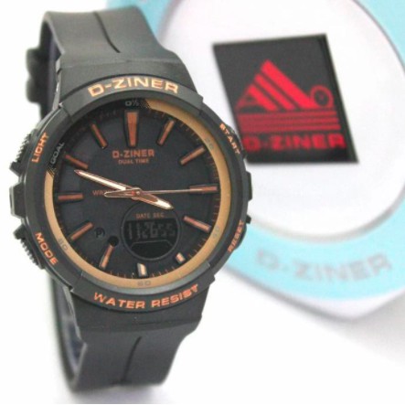 [BAJ] JAM TANGAN SPORT PRIA WANITA DUAL-TIME D-ZINER DZINER DZ-8242 ORIGINAL WATER RESSIST MURAH