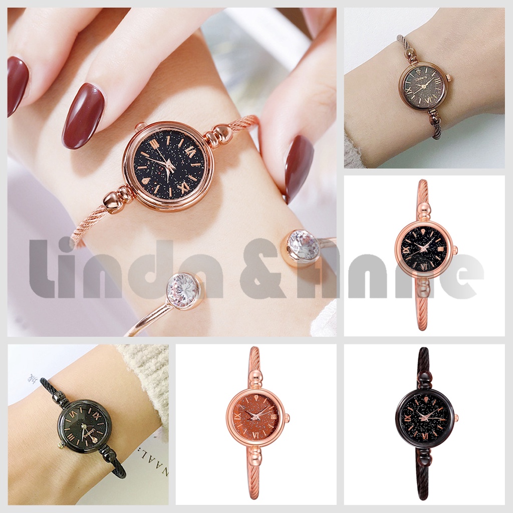 Jam Tangan Kecil Wanita Analog Dial Bulat Model Gelang Fashion Wanita Elegan